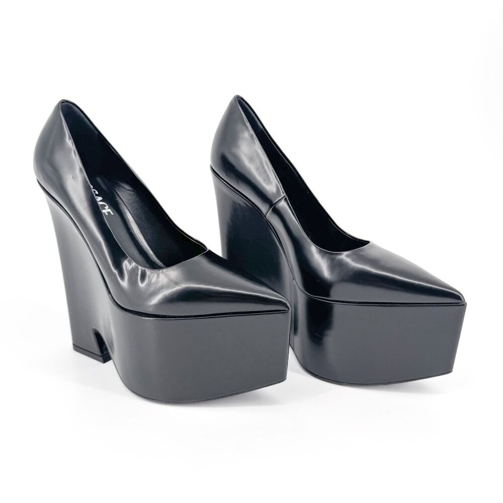 Versace Black Patent Platform Pumps